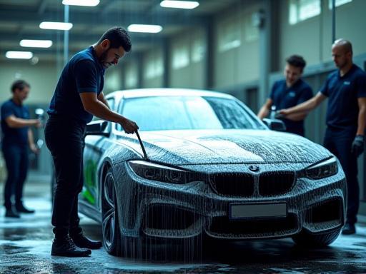 L’équipe PropreAuto lavant une voiture